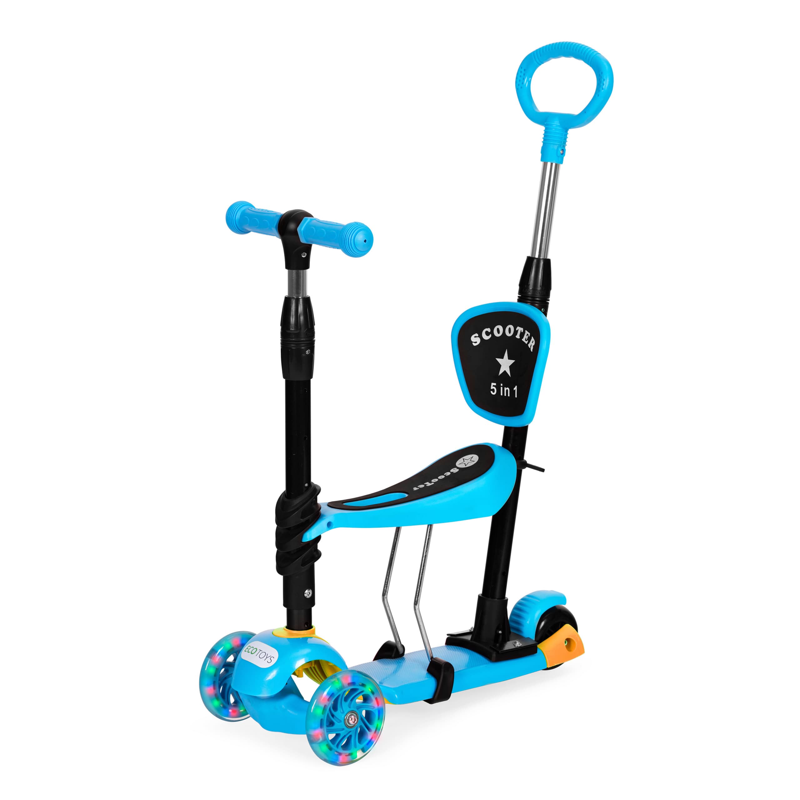 Hulajnoga trójkołowa balansowa led 3w1 świecące kółka - Niebieska ECOTOYS