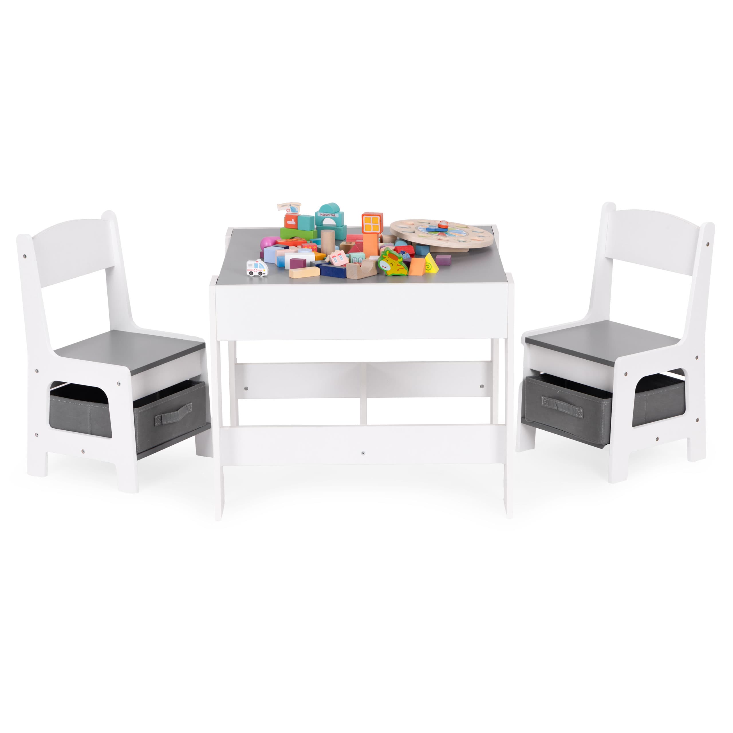 Zestaw mebli dla dzieci stolik + 2 krzesła tablica kredowa ECOTOYS
