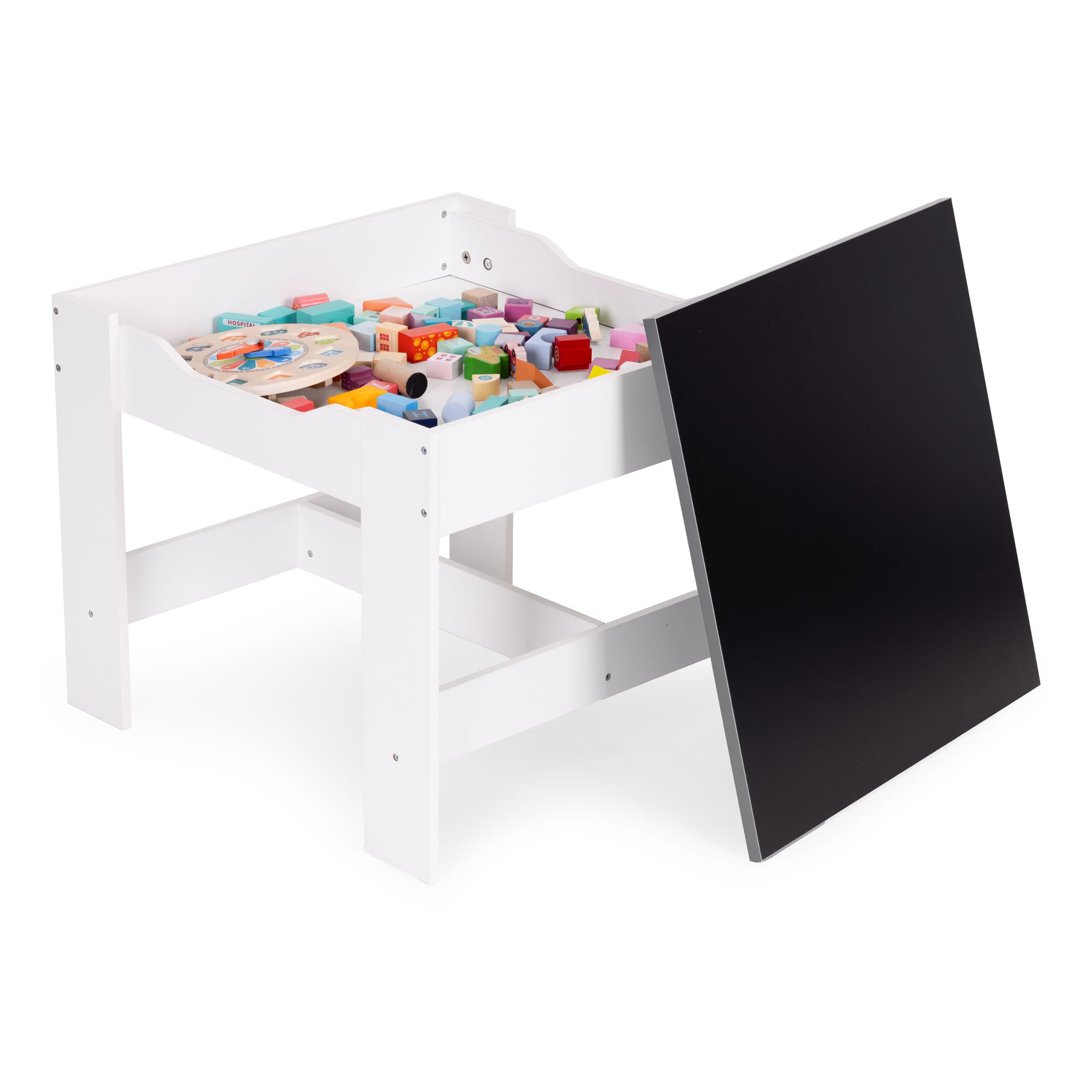 Zestaw mebli dla dzieci stolik + 2 krzesła tablica kredowa ECOTOYS