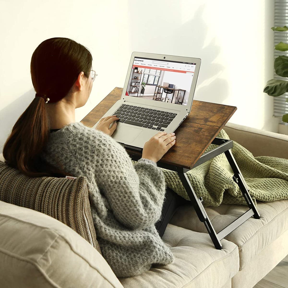 Podstawka pod laptopa 60x35 cm stolik do łóżka składany rustykalny